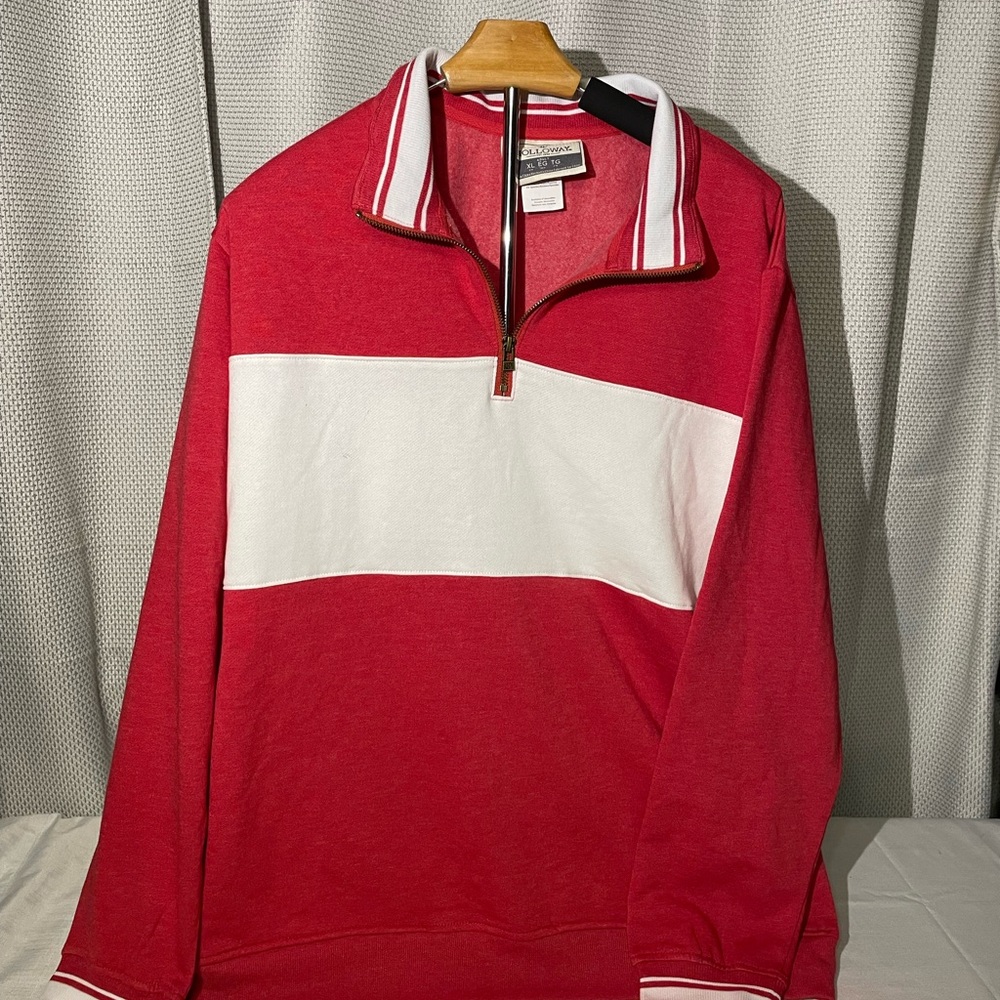 Holloway Red and White Zip Up Men's Sweater